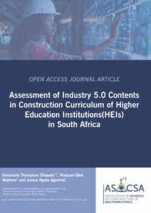 ASOCSA Papers | 2025 | Assessment of Industry 5.0 Contents in Construction Curriculum of Higher Education Institutions(HEIs) in South Africa