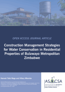 ASOCSA Papers | 2025 | Construction Management Strategies for Water Conservation in Residential Properties of Bulawayo Metropolitan Zimbabwe